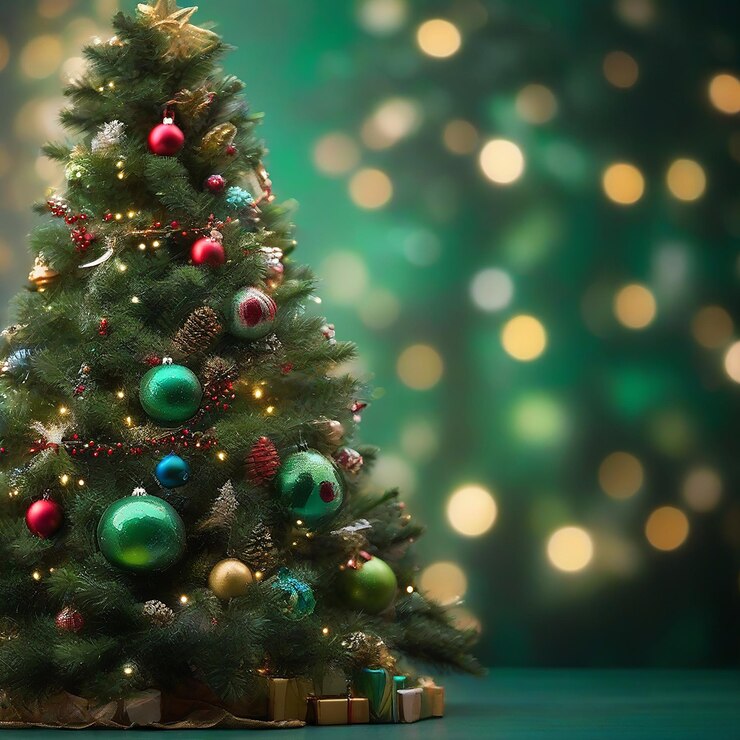 Árbol de Navidad verde Fondo de la publicación