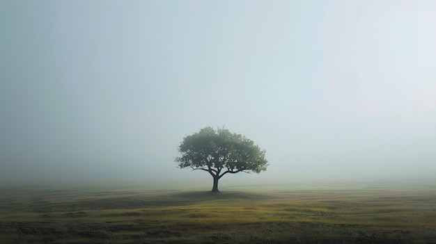 un árbol en la niebla con una cita del libro