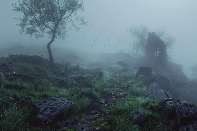 un árbol en la niebla