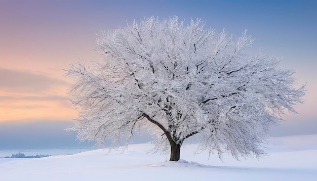 Árbol bajo la nieve Árbol de invierno Paisaje nevado