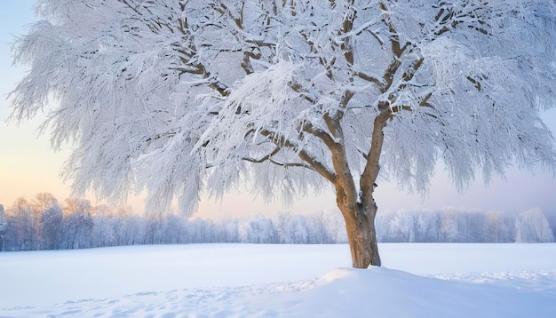 Foto Árbol bajo la nieve árbol de invierno paisaje nevado