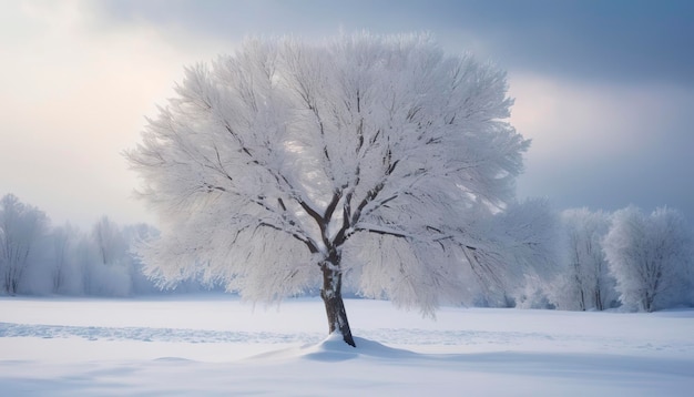 Foto Árbol bajo la nieve árbol de invierno paisaje nevado