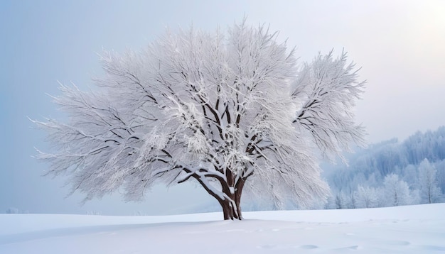 Foto Árbol bajo la nieve árbol de invierno paisaje nevado