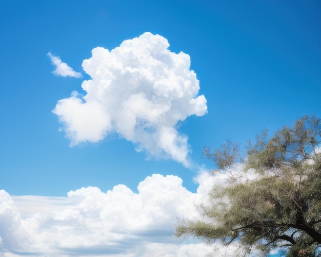 Un árbol con una nube en el cielo.