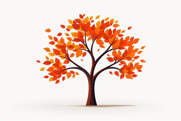 Árbol en otoño estilo de arte de dibujos animados simple Imagen de ilustración hermosa AI generativa