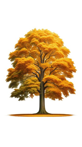 Foto Árbol de otoño con follaje dorado aislado en blanco