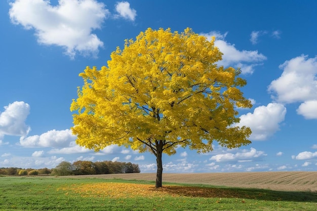 Árbol de otoño con hojas amarillas de otoño