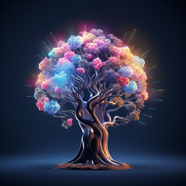 un árbol con la palabra multicolor en él