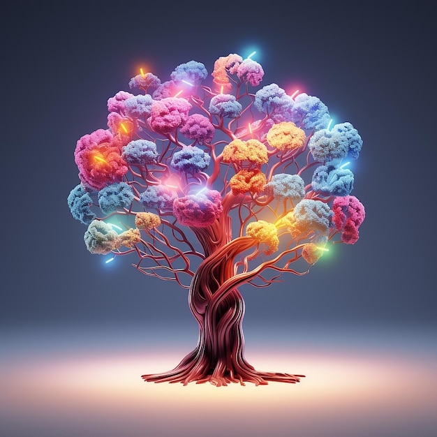 un árbol con la palabra multicolor en él