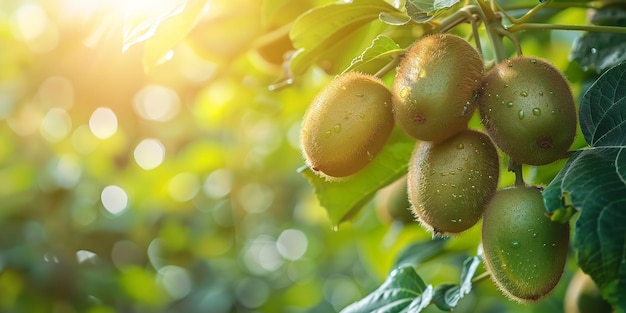 un árbol con peras maduras colgando de él