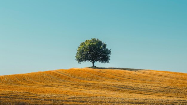 Un árbol de pie en una colina