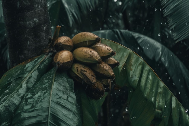 Foto Árbol de plátano tropical en la lluvia bosque tropical generar ai