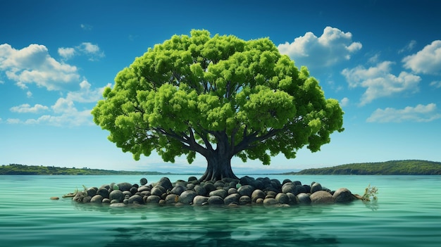 árbol en la playa fondo de pantalla HD imagen fotográfica