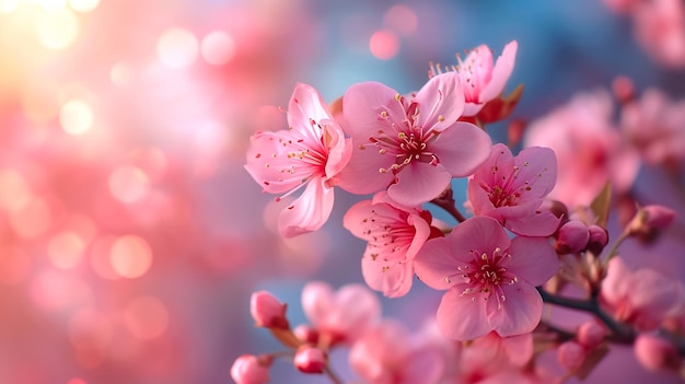 Árbol de primavera con flor rosa