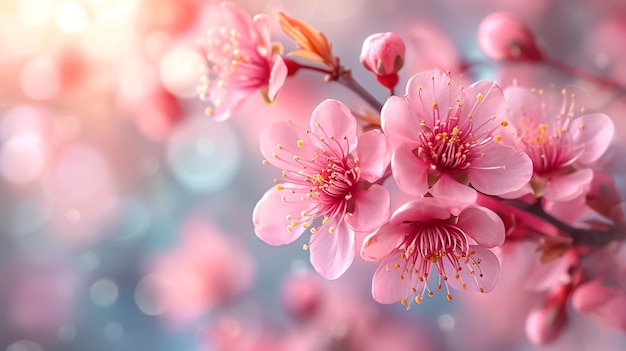 Árbol de primavera con flor rosa