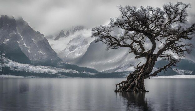 Foto un árbol que ha sido sumergido en agua