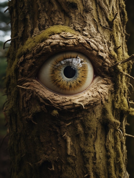 Un árbol que tiene ojos extraños foto de IA