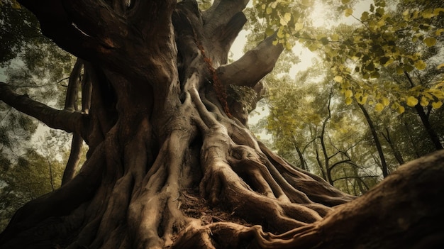 Un árbol con las raíces expuestas.