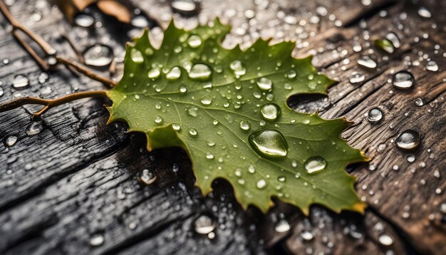 Foto Árbol de roble natural con gotas de agua