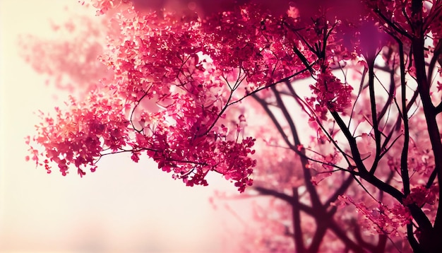 Un árbol rosa con una flor rosa en él.