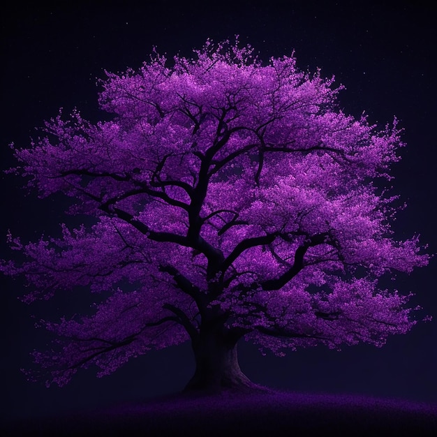 Foto Árbol de sakura en la ilustración de fondo oscuro