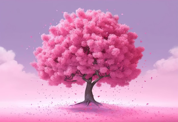 un árbol de sakura rosa