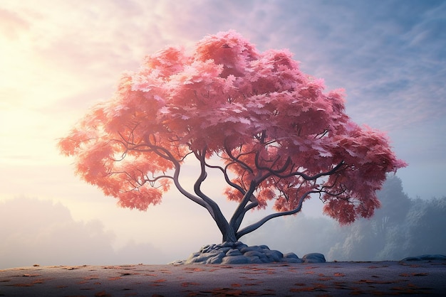 Un árbol solitario al borde de un acantilado.