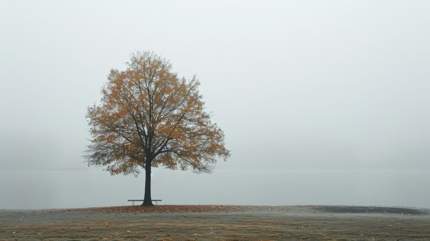 Un árbol solitario en un campo durante la temporada de otoño