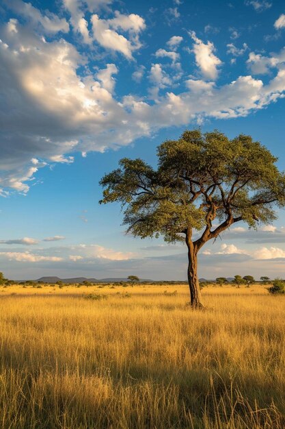 Foto un árbol solitario en el medio de un campo