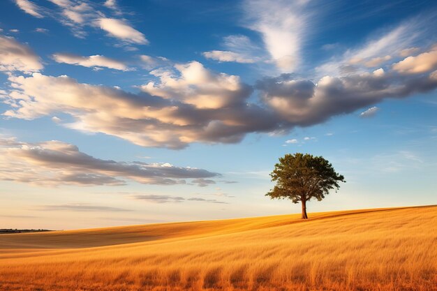 Foto Árbol solitario por la naturaleza generativo ai