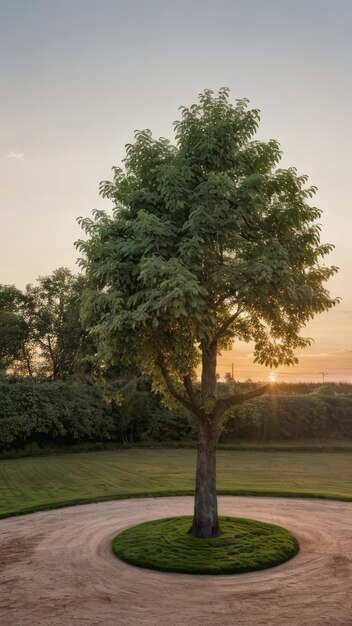 árbol solitario en un parque puesta de sol horas doradas relajante fotografía de la naturaleza