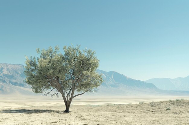 Un árbol solitario en un vasto paisaje desértico