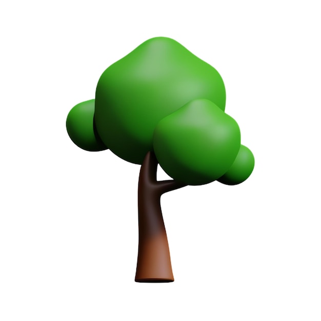 Árbol de verano sobre fondo blanco Ilustración de dibujos animados de árbol bajo poli