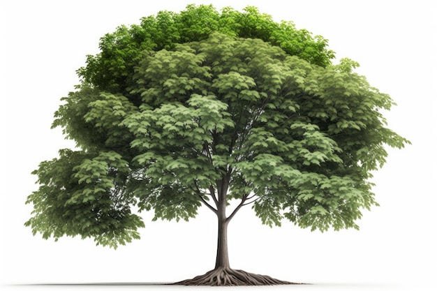 árbol verde aislado sobre fondo blanco ilustración generativa ai