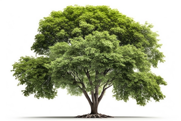 árbol verde aislado sobre fondo blanco ilustración generativa ai