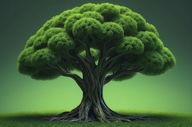 Un árbol verde con una forma redonda generó Ai