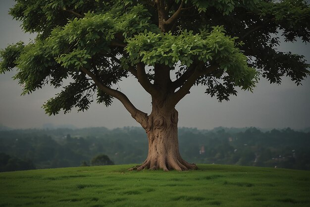 Un árbol verde con una forma redonda generó Ai