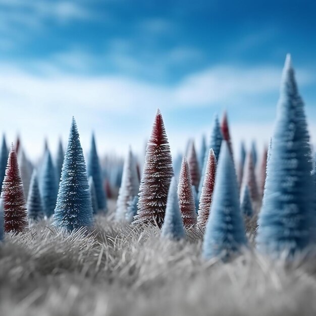 Foto Árboles de abeto cubiertos de helada en el bosque de invierno