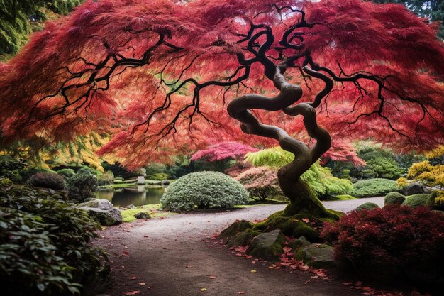 Foto Árboles de arce japoneses en un jardín