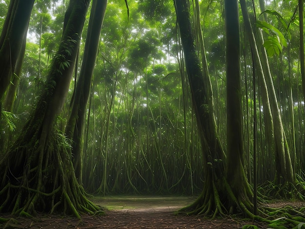 Los árboles de caucho de la selva amazónica con una impresionante fotografía de la naturaleza