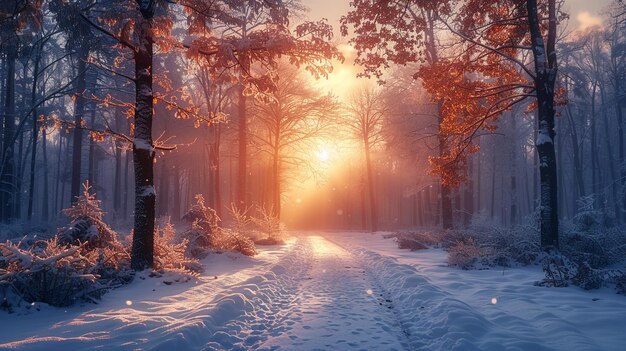 Foto los árboles cubiertos de nieve en un bosque de invierno