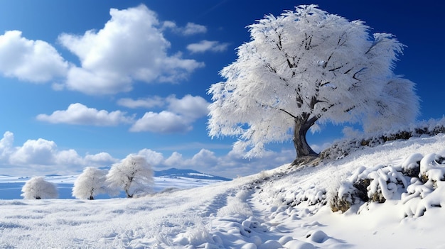 árboles cubiertos de nieve imagen fotográfica creativa de alta definición
