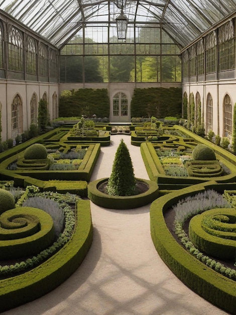 Los árboles de hoja perenne se plantan en una fila Túa de árbol Plantas decorativas Diseño del paisaje Jardinería