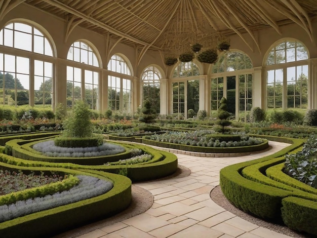 Los árboles de hoja perenne se plantan en una fila Túa de árbol Plantas decorativas Diseño del paisaje Jardinería