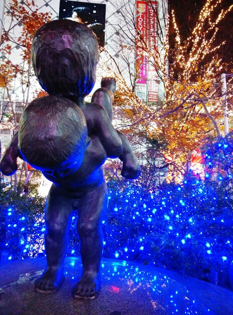 Foto Árboles iluminados por la noche