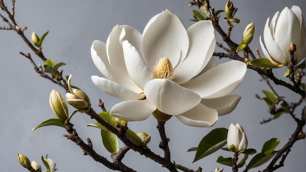 Los árboles de magnolia en flor en plena floración