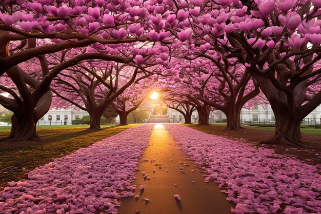 Los árboles de magnolia en flor