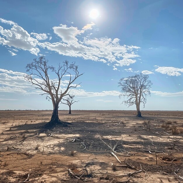 Foto los árboles mueren en la sequía debido al calentamiento global