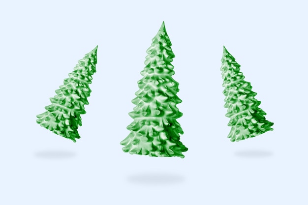 Árboles de Navidad verdes que levitan