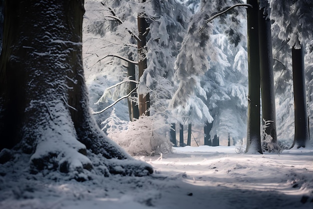 Foto Árboles nevados de invierno en un paisaje alemán